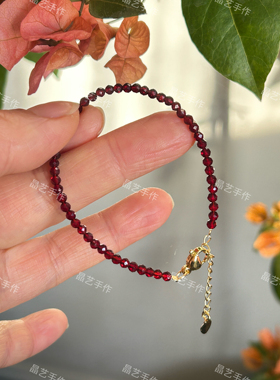天然尖晶石项链手链酒红锁骨链爆闪时尚切割面小米珠叠戴颈链套装