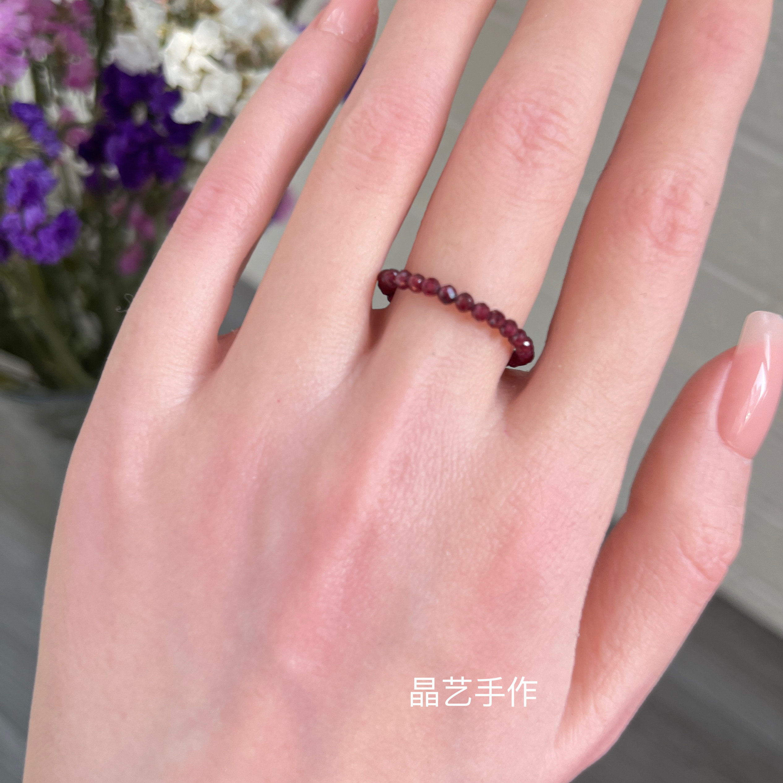 Ultra-fine natural crystal spinel garnet aquamarine black hair ring crystal couple ring citrine amethyst