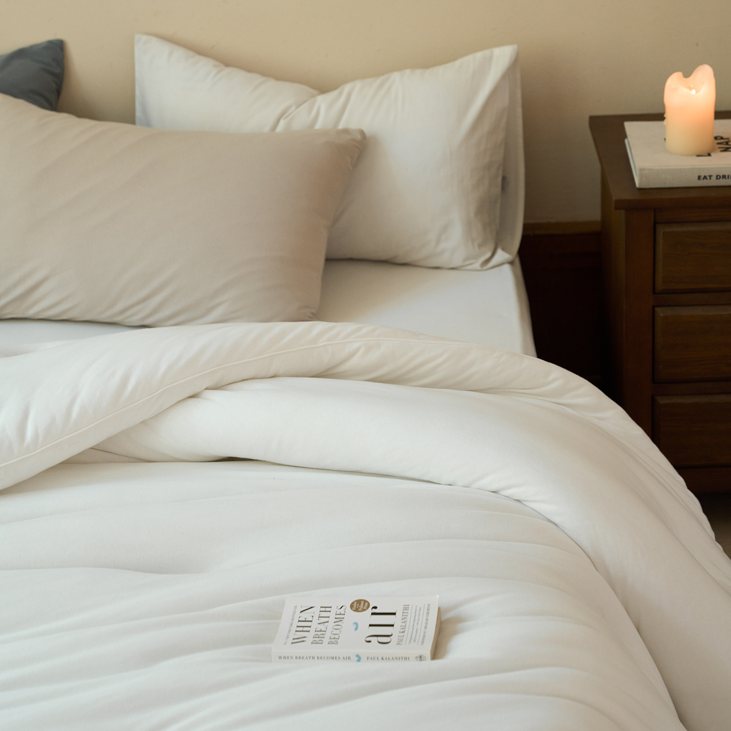 无甲醛 A类全棉天竺棉白色春秋被子 保暖贴身针织棉双人加厚冬被 - 图2