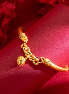 古法传承宫铃手镯实心999仿黄金