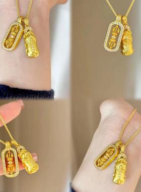 貔貅吊坠古法点钻叠戴项链沙金