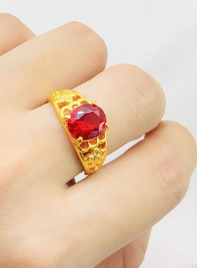 沙金戒指女时尚个性仿真假黄金