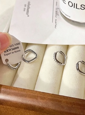 冷淡风925银针圈圈耳环四件套