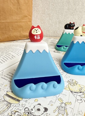 猫部杂货 日式富士山猫咪追剧手机支架 可爱无敌小猫懒人手机座