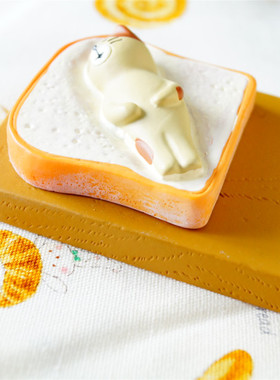 美味吐司面包平板树脂三花猫