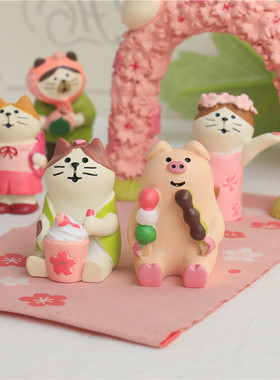 春日赏樱可爱治愈猫咪摆件