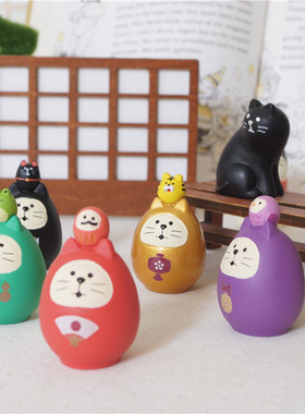 猫部杂货decole招福祈愿达摩摆件