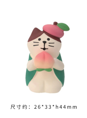 猫部杂货 日式蜜桃猫咪装饰摆件桃子丰收文鸟企鹅创意潮玩公仔
