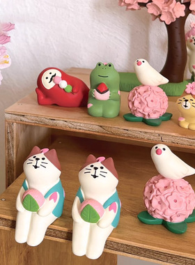 猫部杂货 春日猫咪赏樱露营野餐萌萌小摆件潮玩盲盒手办装饰礼品