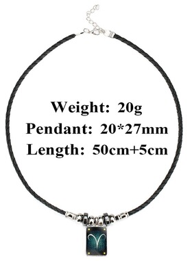 跨境爆款配饰 夜空款男士黑曜石十二星座项链 时尚黑绳吊坠项链