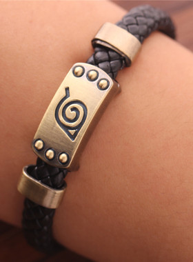 动漫周边 火影忍者 木叶标志 复古手镯 磁扣手环 外贸