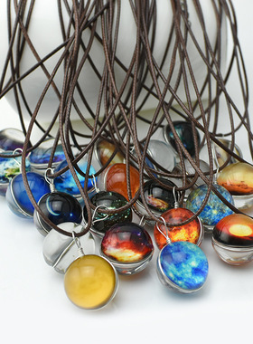 跨境电商夜光月亮宇宙玻璃吊坠