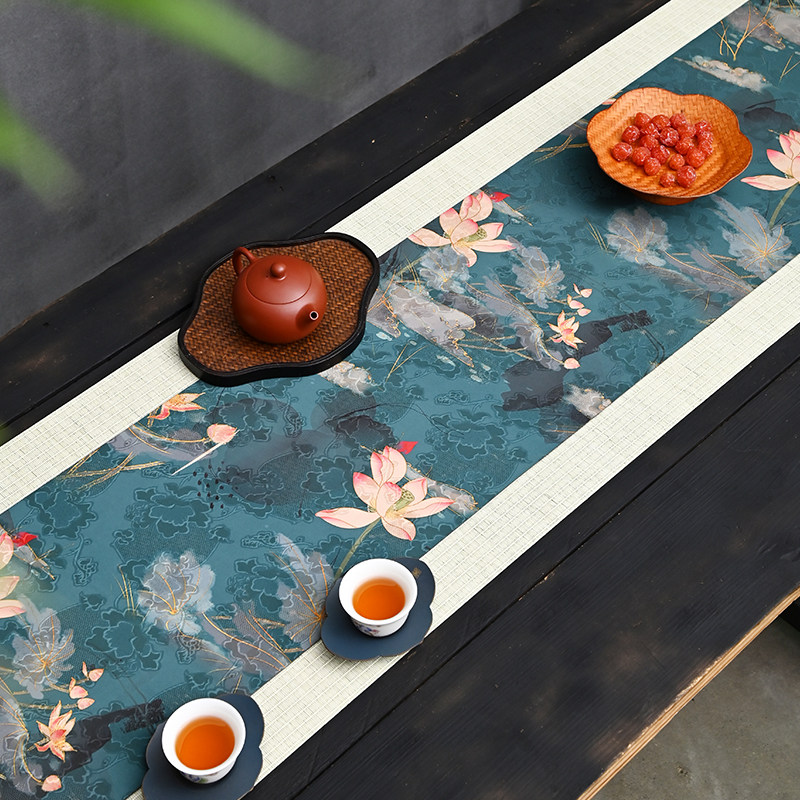 棱织茶旗香云纱茶布桌旗茶席防水茶台新中式禅意高端茶桌布隔热垫,淘宝优惠券,粉丝福利购,淘宝优惠卷