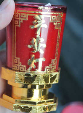平安灯带座玻璃无烟蜡烛