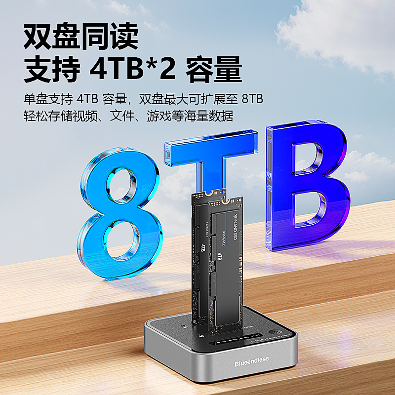 M.2双盘位硬盘座NVME克隆对拷20Gbps高速电脑外接固态移动硬盘盒 - 图2