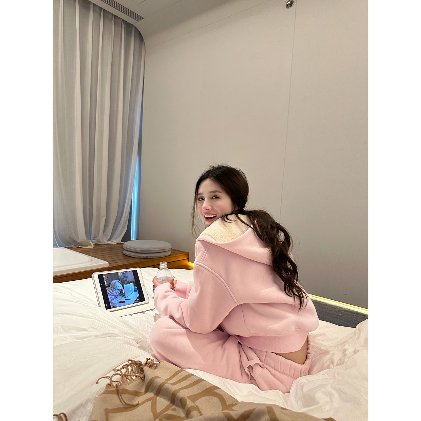 NanaByNana【北欧暖冬】连帽羊羔毛卫衣套装女冬加绒卫裤两件套,淘宝优惠券,粉丝福利购,淘宝优惠卷