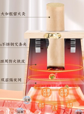 艾灸盒随身灸家用实木制3cm4厘米单双大孔肚子腰腹全身灸器具罐