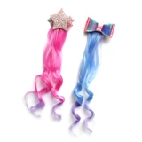 Детский милый парик с бантиком, аксессуар для волос, кудрявая заколка для волос, градиент