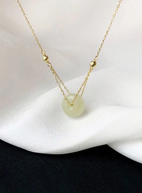 s925纯银包金和田玉珠女玉石手链