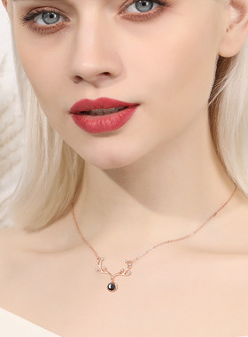 一路鹿有你照片纯银吊坠刻字定制