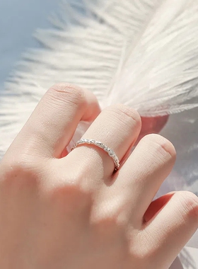 S925纯银锡纸开口戒指环女