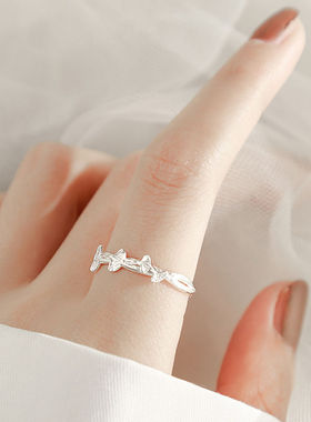 s925纯银ins超美腻银杏叶戒指