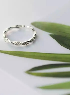 麻花小钻925纯银戒指女