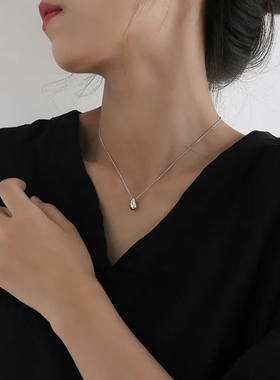 s925纯银水滴项链简约雨滴日式