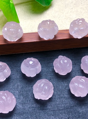 新品粉水晶雕刻狐球手工diy手链项链吊坠手机链钥匙扣水晶