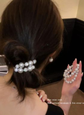 高级感珍珠发圈女韩系马尾