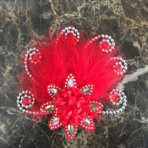 新款羽毛舞蹈头饰头花发夹头戴式秧歌广场舞古典舞中国风演出头花 - 图2