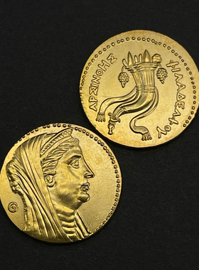 埃及王后金币硬币项链镀金吊坠女