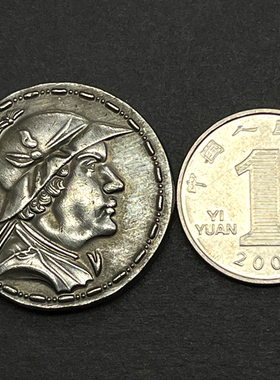 古希腊饰品硬币项链镀银人像吊坠