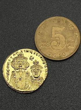 拜占庭皇帝金币项链镀金文创饰品