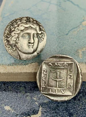 阿波罗吊坠纯银币太阳神古币项链