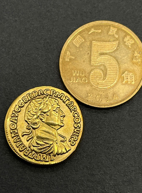 罗马五贤帝图拉真吊坠镀金币项链