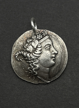 酒神吊坠纯银硬币项链戏剧守护神