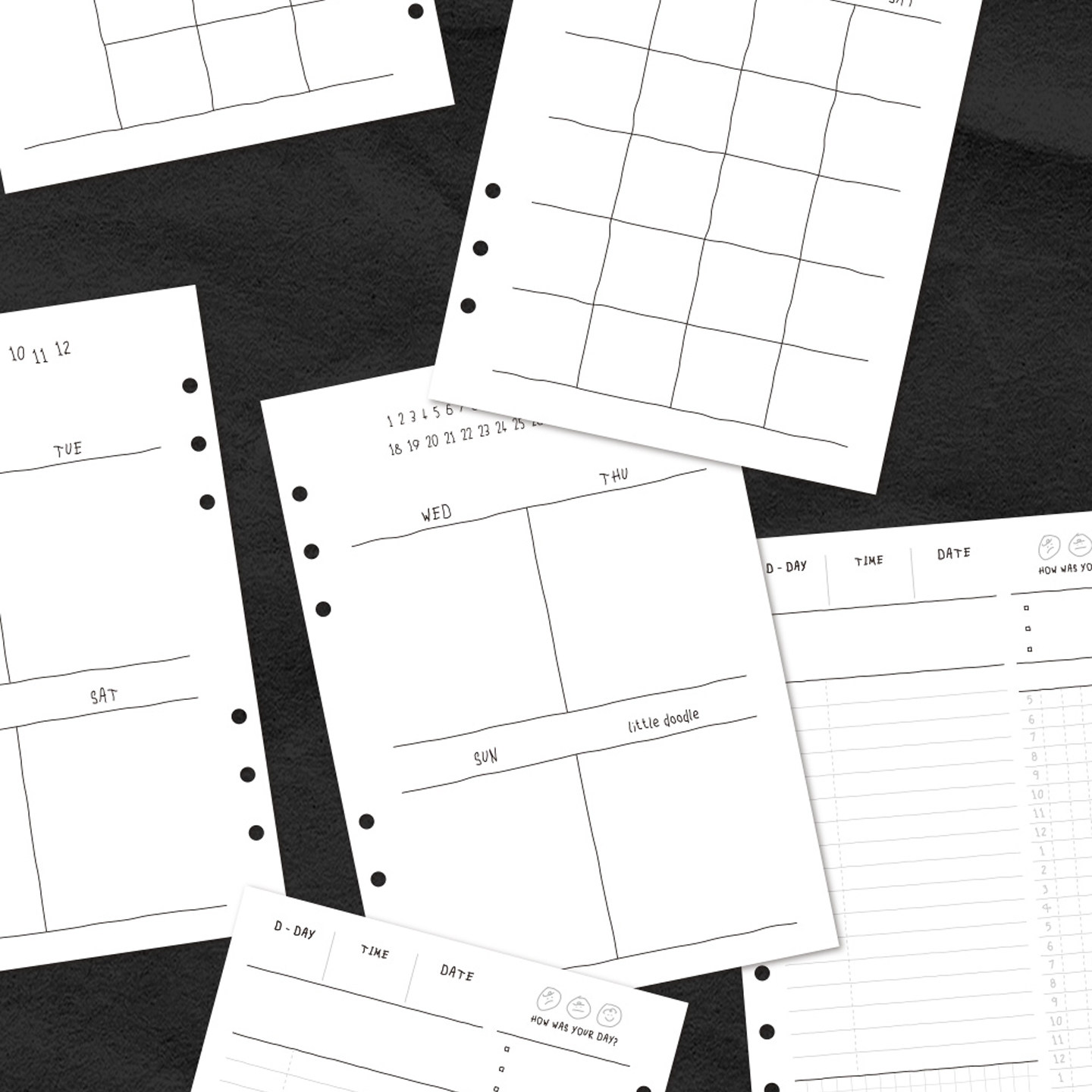 韩国monolike黑白简约A5内页6孔活页本ins周月日计划时间轴日程纸,淘宝优惠券,粉丝福利购,淘宝优惠卷