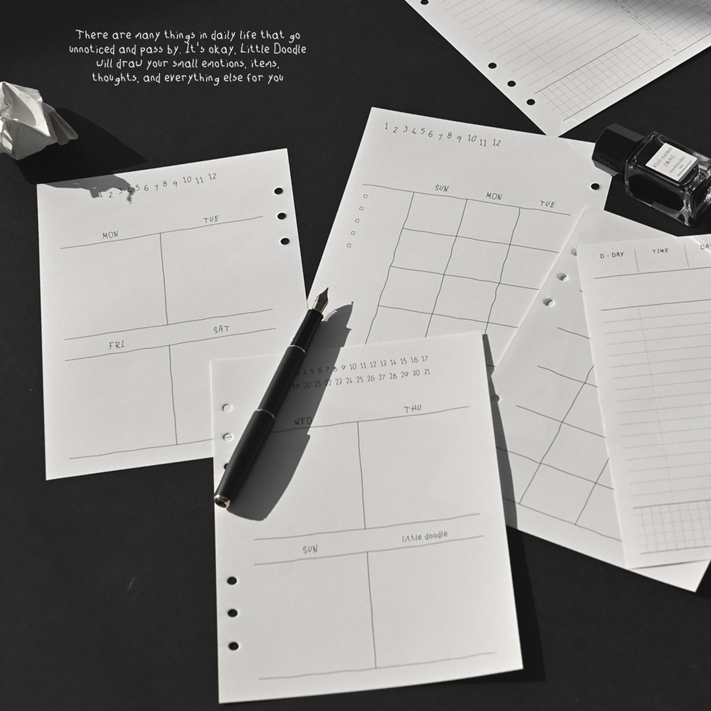 韩国monolike黑白简约A5内页6孔活页本ins周月日计划时间轴日程纸,淘宝优惠券,粉丝福利购,淘宝优惠卷