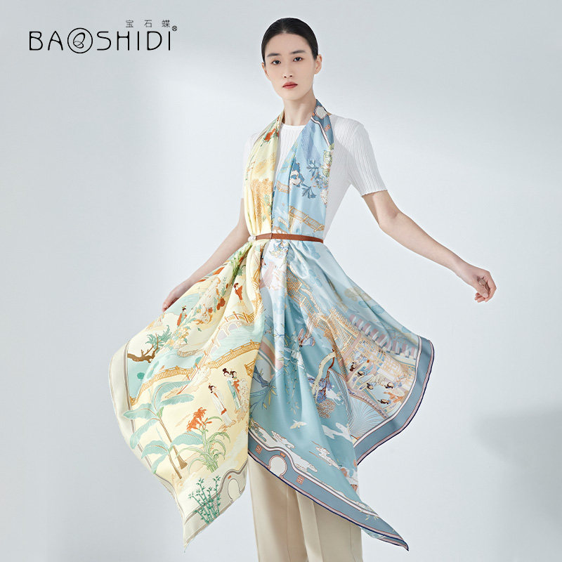 宝石蝶原创设计国韵双面印花披肩 宝石蝶服饰围巾/丝巾/披肩