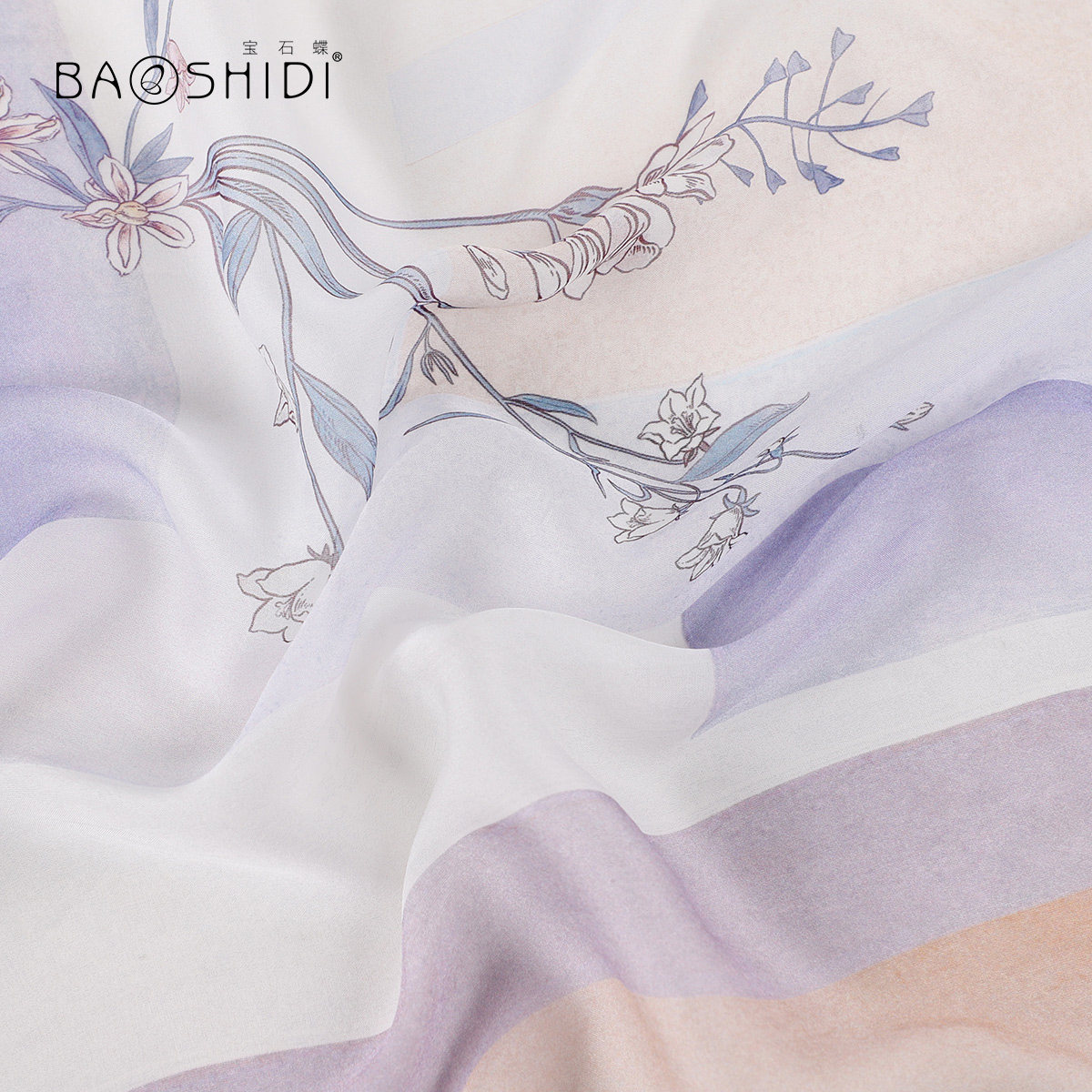 宝石蝶雪纺长薄款百搭桑蚕丝丝巾 宝石蝶服饰围巾/丝巾/披肩