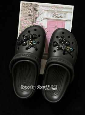 【神秘小黑猫】猫然原创适配crocs洞洞鞋配饰鞋花扣时尚黑可爱潮
