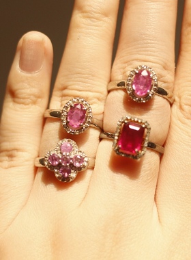 英国进口红宝石蓝宝石钻石戒指