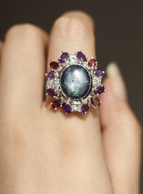 珍珠蓝宝石紫水晶橄榄石榴石戒指