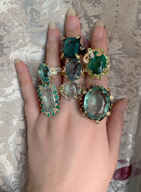 美国天然高品质萤石925银戒指