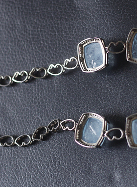 天然钻石雕刻海蓝宝项链