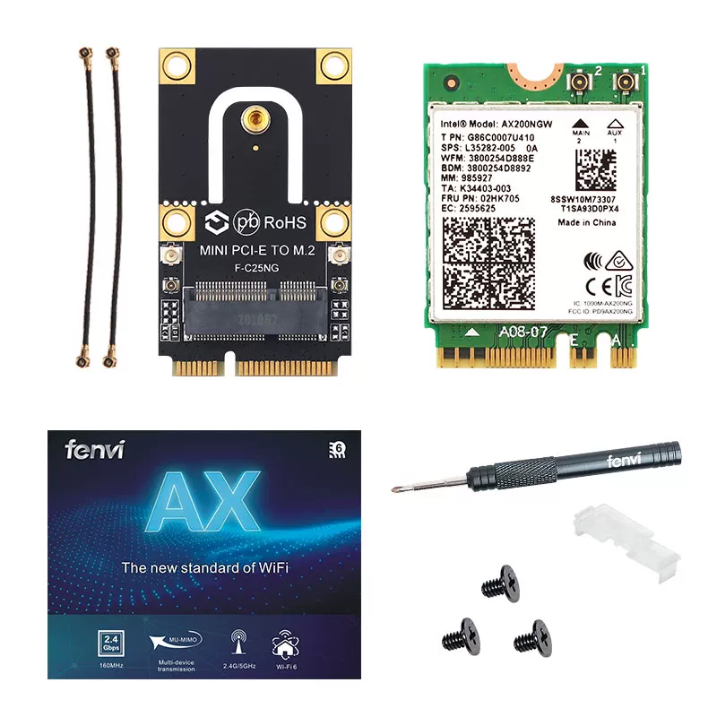 Fenvi notebook computer upgrade Intel AX200/AX210 WIFI6E M.2 to the mini PCI-E interface built
