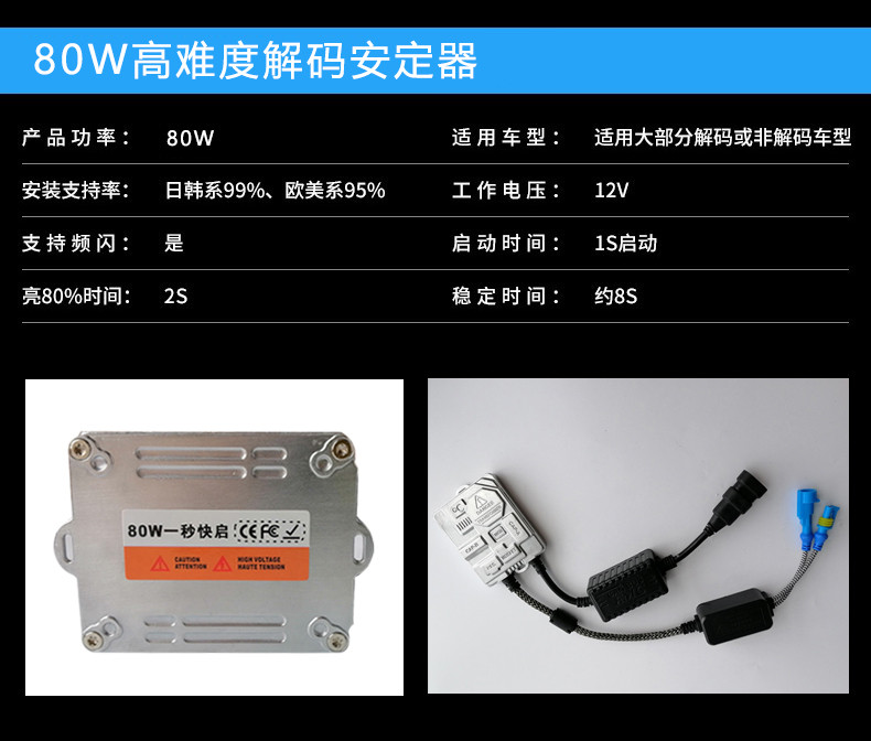 氙气灯快启安定器高压包汽车一秒启动解码12V24V55W65W80W疝气灯-图1