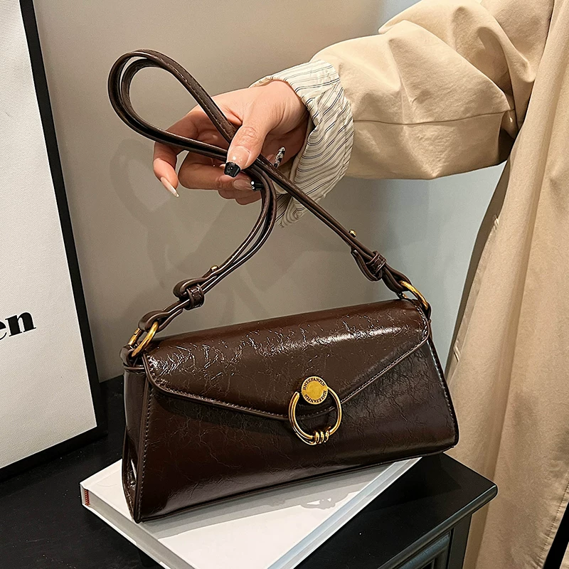 Retro small bag, shoulder bag, genuine leather