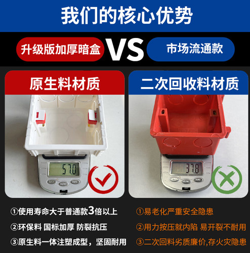 86型通用暗装开关盒家用开关插座底盒暗盒 阻燃暗线接线盒布线盒 - 图1